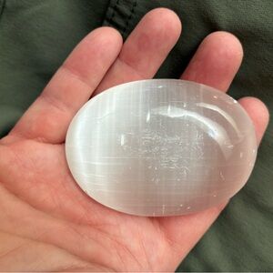 Smooth White Crystal Selenite Palm Stone
